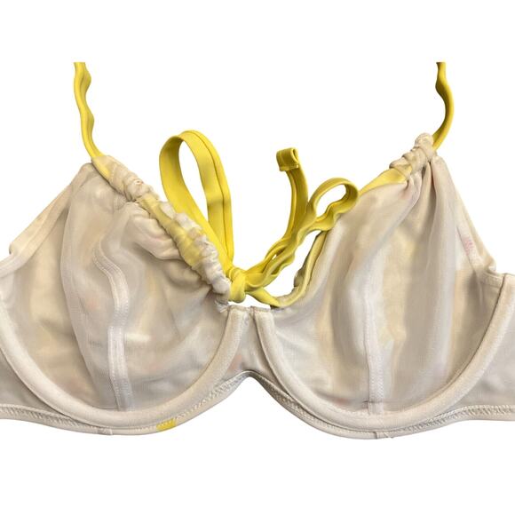 Ivory Rose Underwire Bikini Swim Halter Top Size 32DD White with Polka Dots EUC - Picture 4 of 6